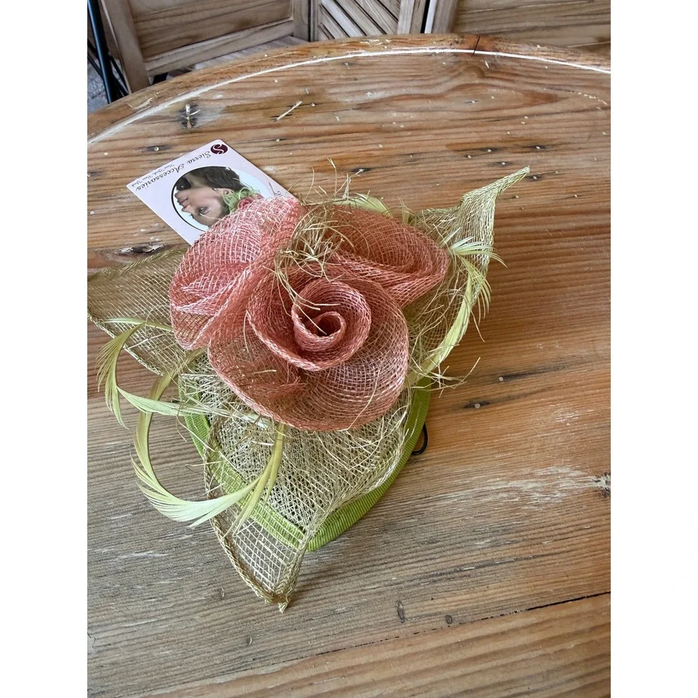 Sierra Accessories Straw Floral Fascinator Hair‎ Clip Headpiece